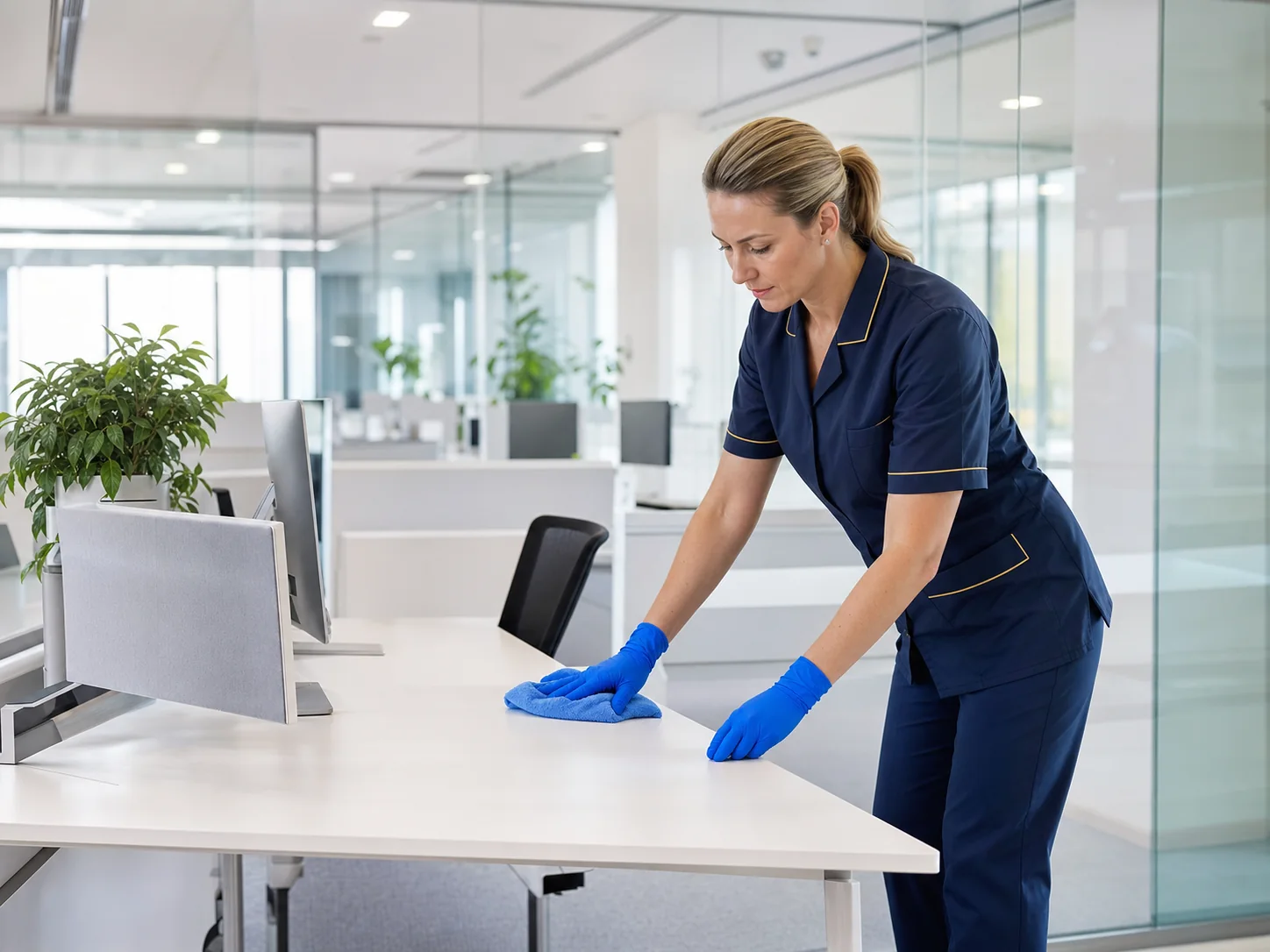 Reinigungskraft bei der Büroreinigung